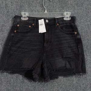 American Eagle Shorts Womens 6 Black 90s Boyfriend‎ Distressed Denim Mid Length